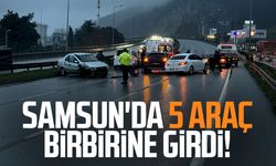 Samsun'da feci kaza: 5 araç birbirine girdi!