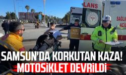 Samsun'da korkutan kaza! Motosiklet devrildi