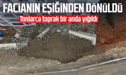 Trabzonda istinat duvarı çöktü! Evler molozla doldu