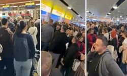 Havalimanı böyle kalabalık görmedi! Bavulları için resmen savaştılar