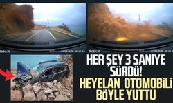 Her şey 3 saniye sürdü! Heyelan otomobili böyle yuttu