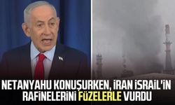 Netanyahu konuşurken, İran İsrail'in rafinelerini füzelerle vurdu
