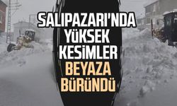 Salıpazarı'nda yüksek kesimler beyaza büründü