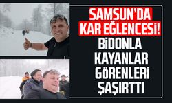 Samsun’da kar eğlencesi! Bidonla kayanlar görenleri şaşırttı