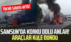 Samsun'da korku dolu anlar! Araçlar küle döndü