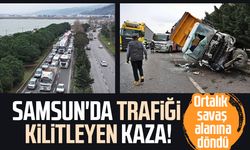Samsun'da trafiği kilitleyen kaza! Ortalık savaş alanına döndü