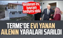 Terme'de evi yanan ailenin yaraları sarıldı