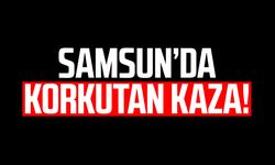 Samsun Alaçam’da otomobil refüje çarptı!