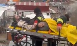 Samsun'da korku dolu anlar! İşçi vinçle kurtarıldı