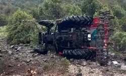 Kontrolden çıkan traktör şarampole devrildi!