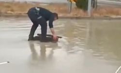 Samsun'da polis memuru sel sularına karşı tek başına mücadele etti!
