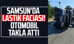 Samsun'da lastik faciası! Otomobil takla attı