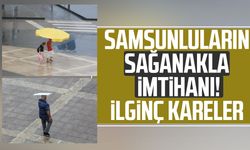 Samsunluların sağanakla imtihanı! Plaj şemsiyesi detayı
