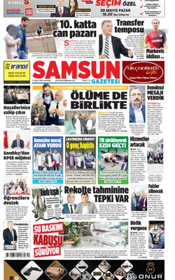 27 Mayıs Cumartesi Samsun Gazetesi