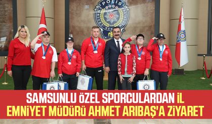 Samsunlu özel sporculardan İl Emniyet Müdürü Ahmet Arıbaş'a ziyaret 