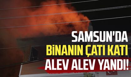 Samsun'da binanın çatı katı alev alev yandı!