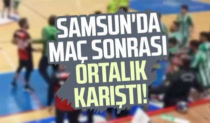 Samsun'da hentbol maçı sonrası kavga! | Video