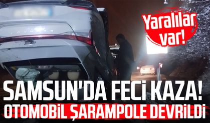 Samsun Ladik'te feci kaza! Otomobil şarampole devrildi