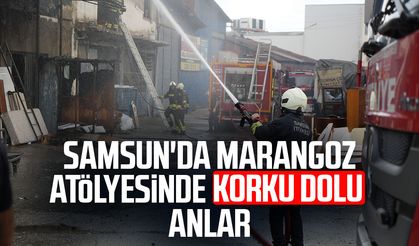 Samsun'da marangoz atölyesinde korkutan yangın