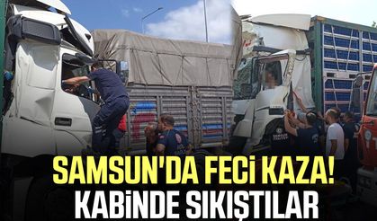 Samsun'da canlı tavuk yüklü tır kamyona çarptı! 2 yaralı