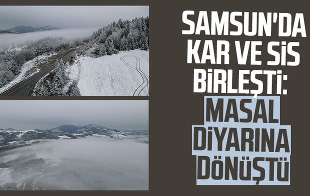 Samsun'da kar ve sis birleşti: Masal diyarına dönüştü