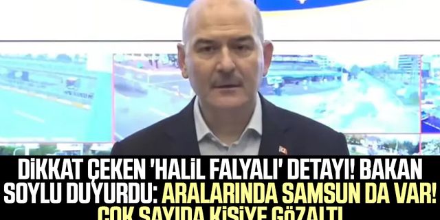 Dikkat çeken 'Halil Falyalı' detayı! Bakan Soylu duyurdu: Aralarında Samsun da var! Çok sayıda kişiye gözaltı