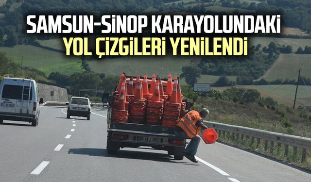 Samsun-Sinop karayolundaki yol çizgileri yenilendi