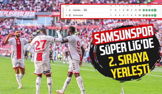 Samsunspor Süper Lig'de 2. sırada!