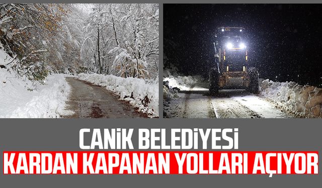 Canik Belediyesi kardan kapanan yolları açıyor