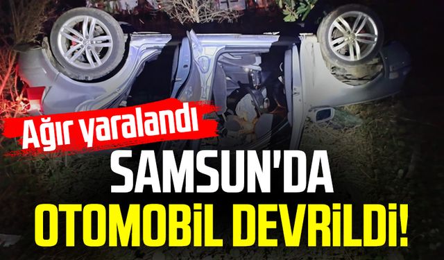 Samsun'da otomobil devrildi! Uras bebek ağır yaralandı