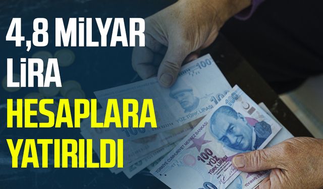 4,8 milyar lira hesaplara yatırıldı