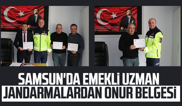 Samsun'da emekli uzman jandarmalardan onur belgesi