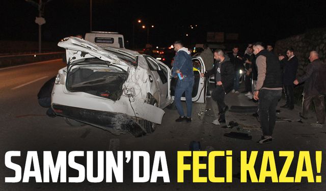 Samsun'da feci kaza! İstinat duvarına çarptı