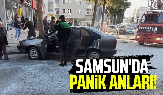 Samsun'da panik anları! Park halinde yandı