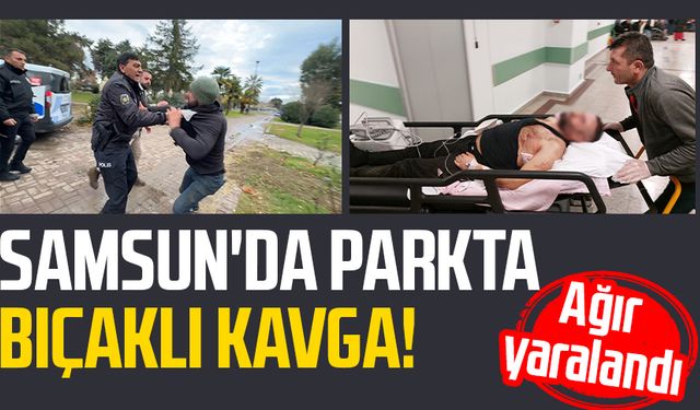 Samsun'da parkta bıçaklı saldırı! Polise direndi