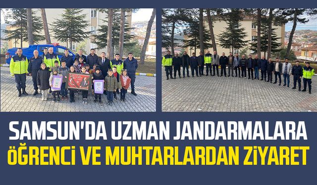 Samsun'da uzman jandarmalara öğrenci ve muhtarlardan ziyaret