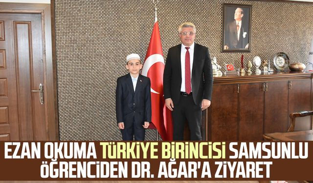 Ezan okuma Türkiye birincisi Samsunlu Emin Kayra Eke'den Dr. Murat Ağar'a ziyaret