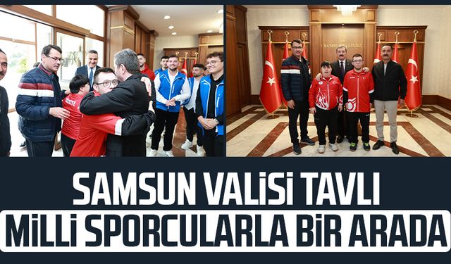 Samsun Valisi Orhan Tavlı milli sporcularla bir arada