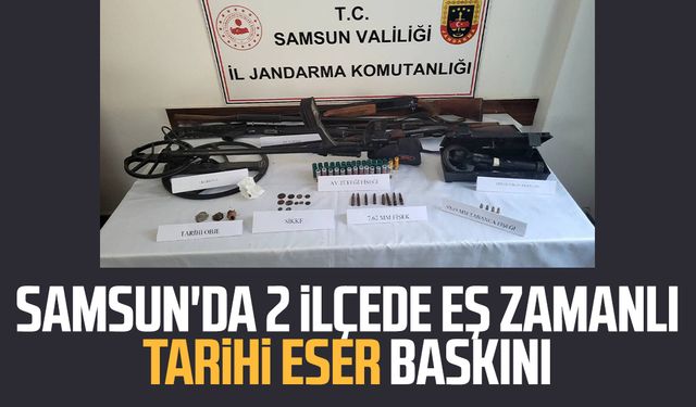 Samsun'da 2 ilçede eş zamanlı tarihi eser baskını