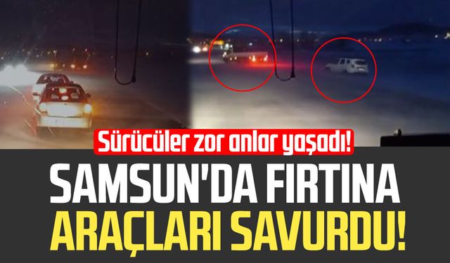 Samsun'da fırtına araçları savurdu!