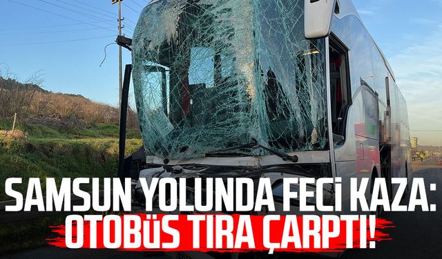 Samsun yolunda feci kaza: Otobüs tıra çarptı!