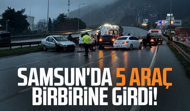 Samsun'da feci kaza: 5 araç birbirine girdi!