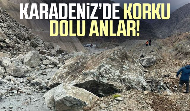 Artvin-Şavşat kara yolunda korku dolu anlar!