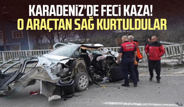 Hurdaya dönen araçtan sağ kurtuldular: 1'i bebek 3 yaralı