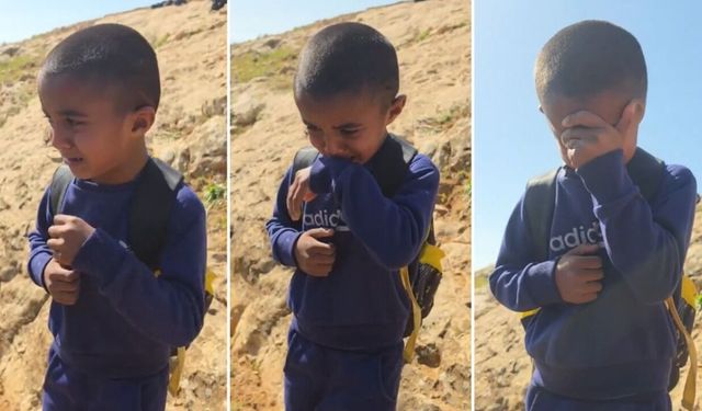 İsrail okul yollarını kapattı, küçük çocuk gözyaşlarına boğuldu