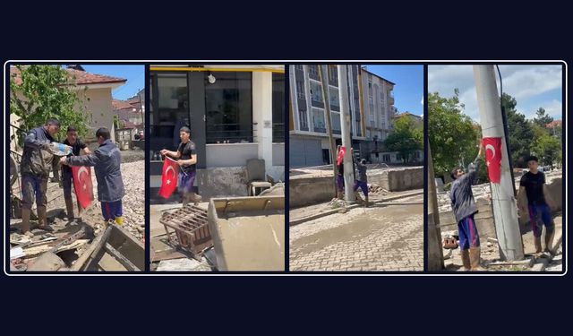 Samsun'da jandarmadan Türk bayrağına anlamlı hassasiyet!