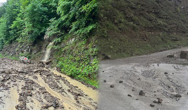 Samsun’da sağanak sonrası heyelan! Yol ulaşıma tekrar açıldı