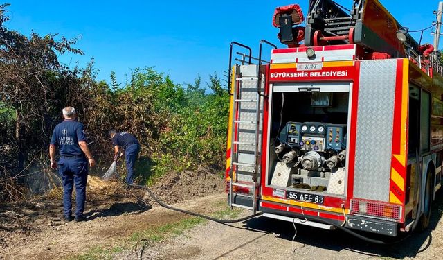 Samsun'da korkutan yangın! Alevler kısa sürede yayıldı