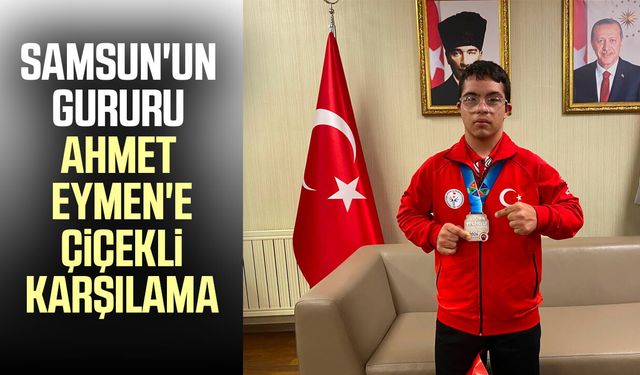 Dünya ikincisi Samsun'a döndü! Çiçeklerle karşılandı