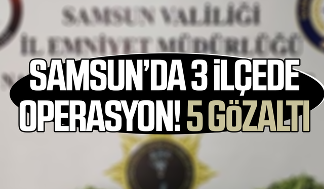 Samsun’da 3 ilçede operasyon 5 gözaltı